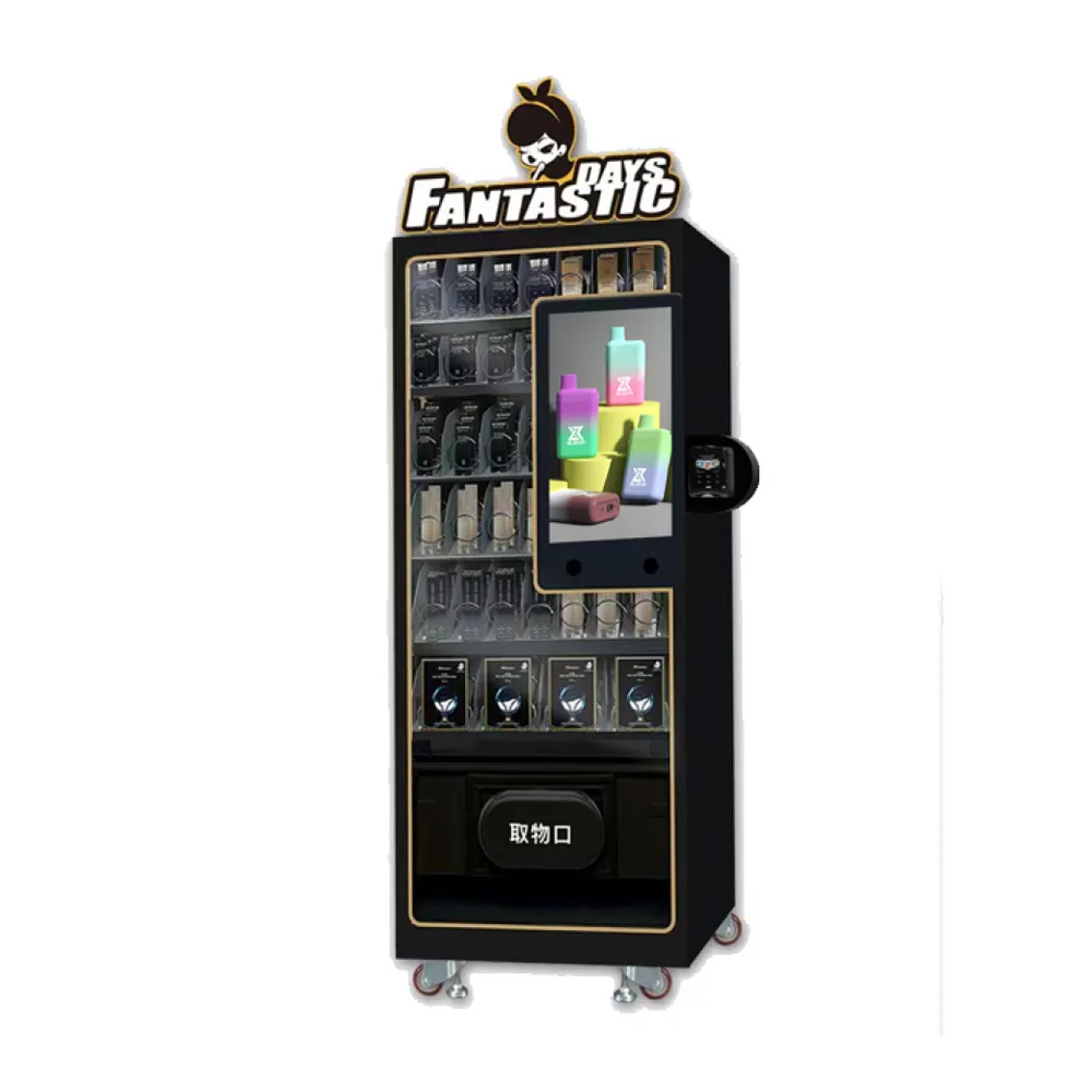 Compact Vape Retail Kiosk with Upper Signage — reference view 2