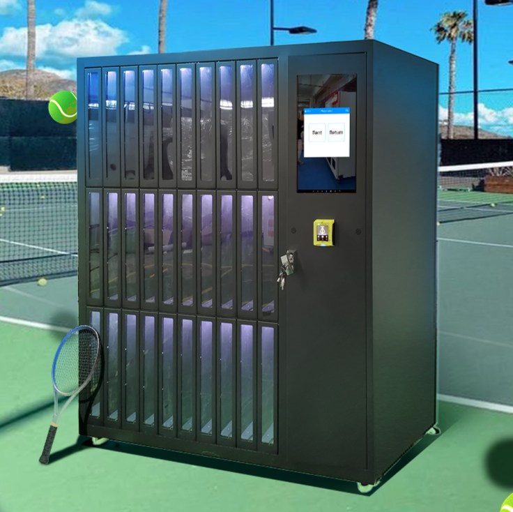 Padel and Tennis Rental Cabinet with Tall Slots — reference view 2