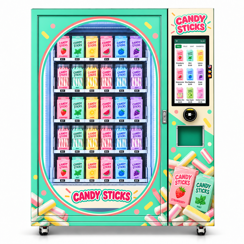 Pastel Candy Stick Retail Vending Cabinet — reference view 2