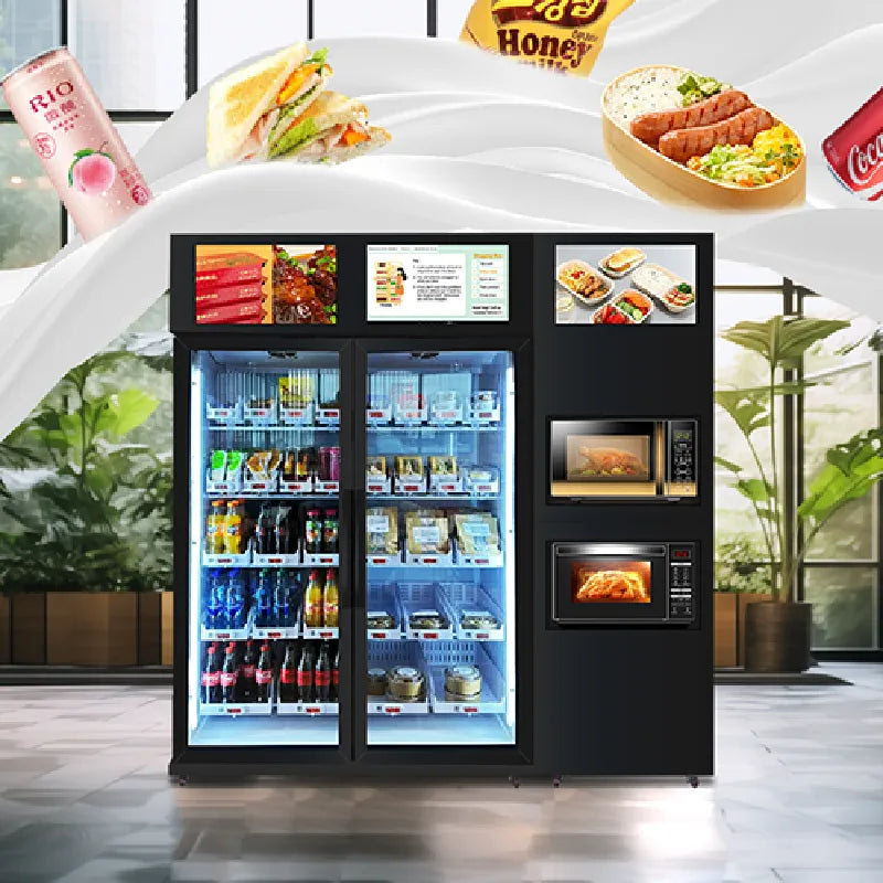 Office Meal Smart Fridge with Side Microwave Modules — reference view 2