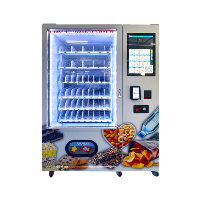 Mixed Refreshment Vending Cabinet with Colorful Food Graphics — reference equipment view