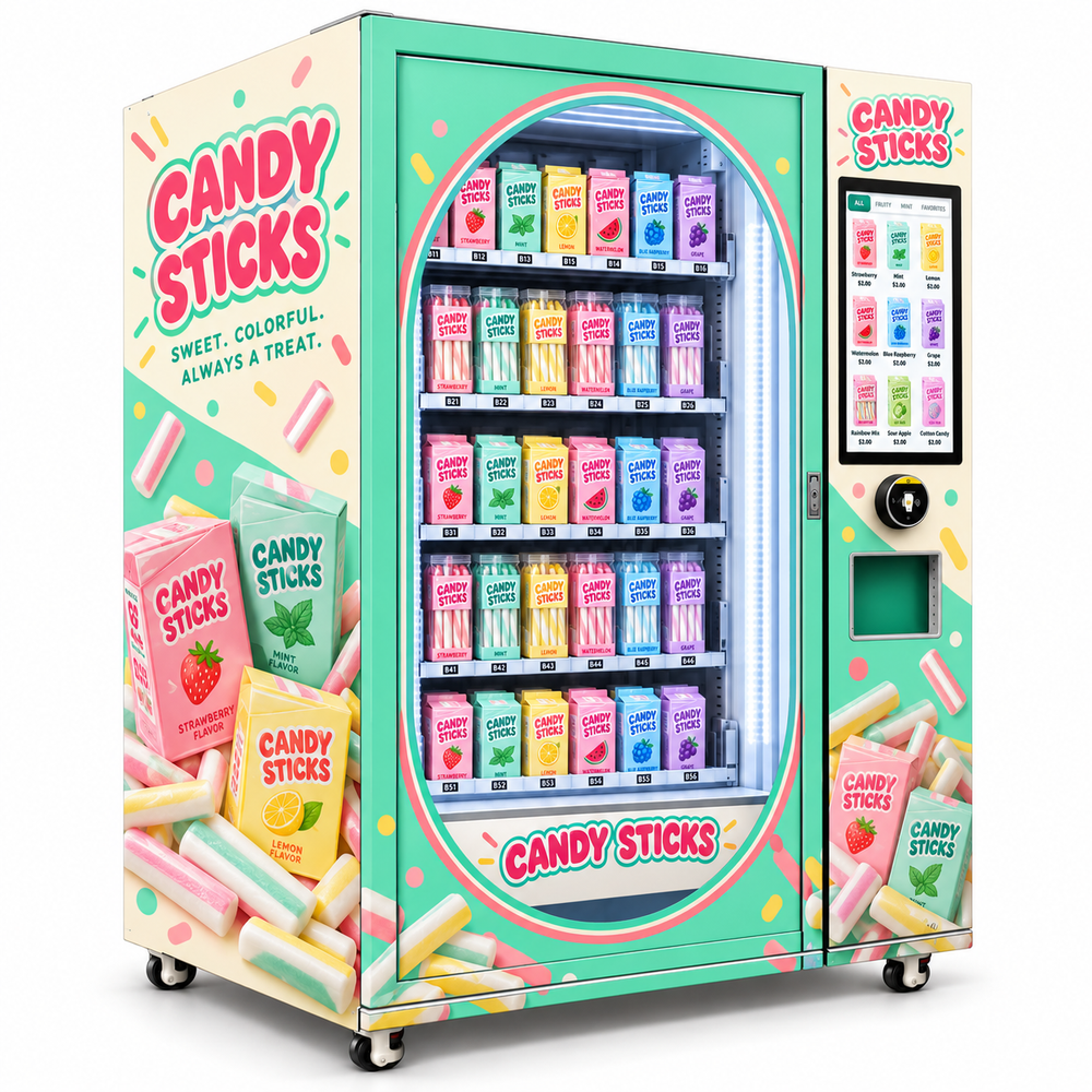 Pastel Candy Stick Retail Vending Cabinet — reference view 3