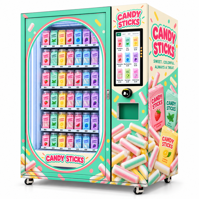 Pastel Candy Stick Retail Vending Cabinet — reference equipment view