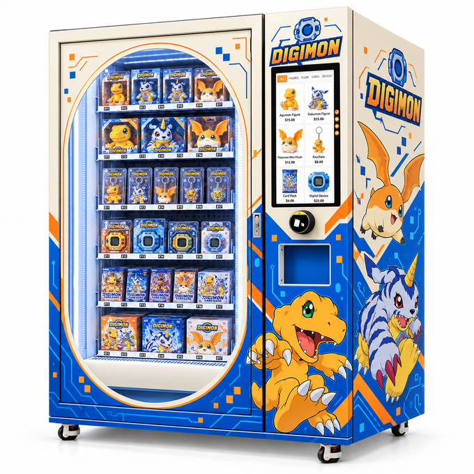 Character Toy Vending Cabinet with Blue-and-Orange Graphics — reference equipment view